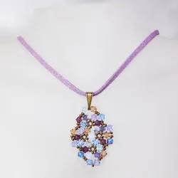 Pendant 65cm - Shea Rhombus S-Mauve Suedine - Pendant 65cm - Laiton bronze
